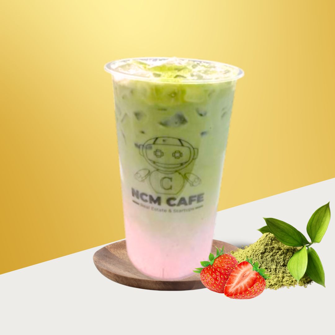 GREEN BOOST! (Strawberry Matcha Latte.) - Whole Milk, Less Ice, Regular Sweet, Mango StarJelly